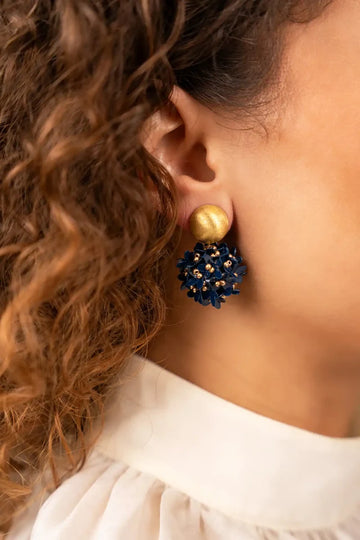 BLAUWE OORBELLEN DAISY SEQUIN FLOWER GLOBE S