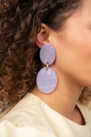 LOTT GIOIELLI - HOLO LILA OORBELLEN EEF DOUBLE OVAL L