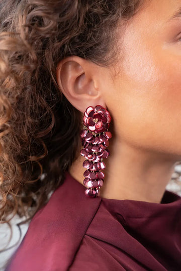 LOTT GIOIELLI - RODE OORBELLEN BOLD SEQUIN WATERFALL L BONNY