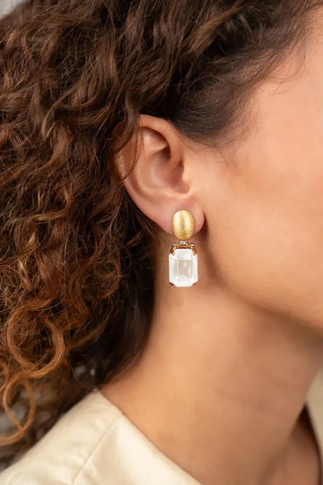 LOTT GIOIELLI - WHITE CRYSTAL OORBELLEN DAAN OVAL PENDANT M