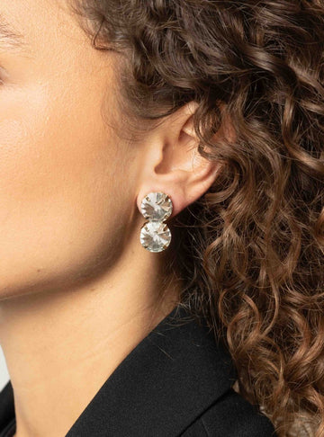LOTT GIOIELLI - SJUUL EARRINGS OCTAGON FALL TWO STONES CRYSTAL