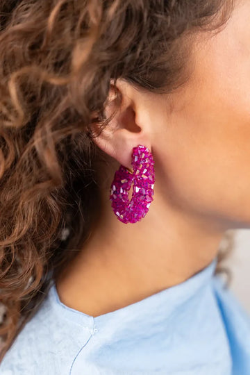 LOTT GIOIELLI - FUCHSIA OORBELLEN PASCALLE CREOLE RAW L