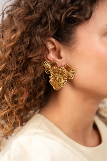 LOTT GIOIELLI - GOLD OORBELLEN ASTER FLOWER L