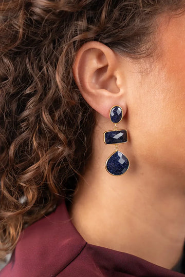 LOTT GIOIELLI - GRIJZE OORBELLEN TRIPLE SHAPES LUNE