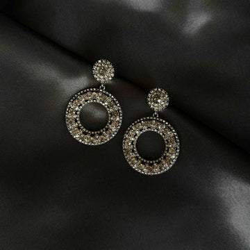 PAULIE POCKET - GLITTER HOOPS EARRINGS - DARK GREY