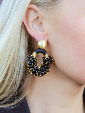 LOTT.gioielli Zwarte Oorbellen Eve Combi Oval M double stones