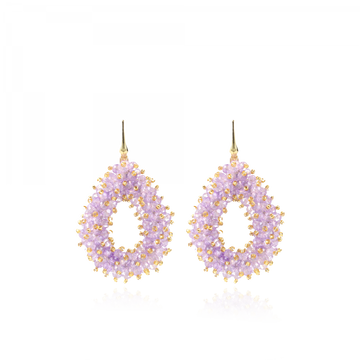 Lott.gioielli - LICHT PAARSE OORBELLEN LOUISE DOUBLE STONES DROP L GOUD