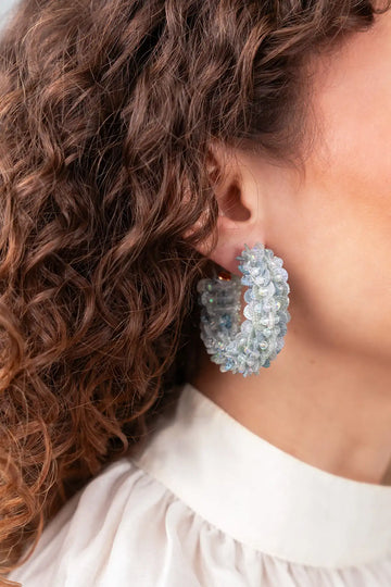 LOTT GIOIELLI - Blauwe Oorbellen Sequin Round Creole L Barbara