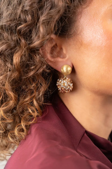 LOTT GIOIELLI - GOUDEN OORBELLEN DETAILLED FLOWER GLOBE S JANET