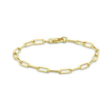 GOLD BY RIMENZO - Armband paperclip ronde buis 4,0 mm 18,5 cm