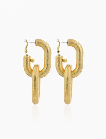 LOTT GIOIELLI - Goudkleurige Oorbellen Clarissa Double Link Oval