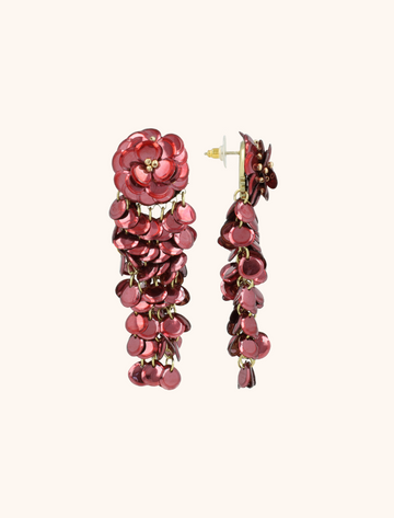 LOTT GIOIELLI - RODE OORBELLEN BOLD SEQUIN WATERFALL L BONNY