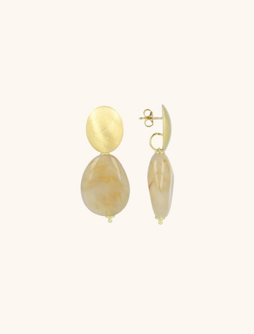 LOTT GIOIELLI - NATUREL MIX OORBELLEN AMBER SQUEEZED DROP