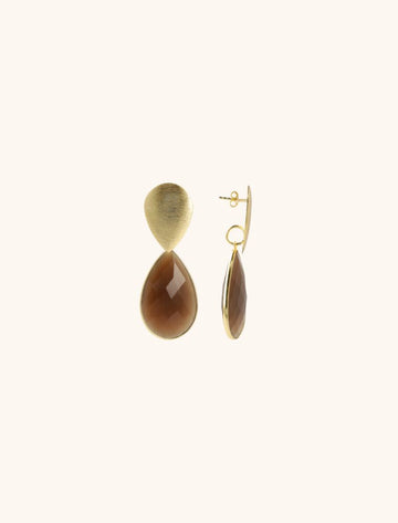 BRUINE OORBELLEN QUARTZ FRAMED DROP XL