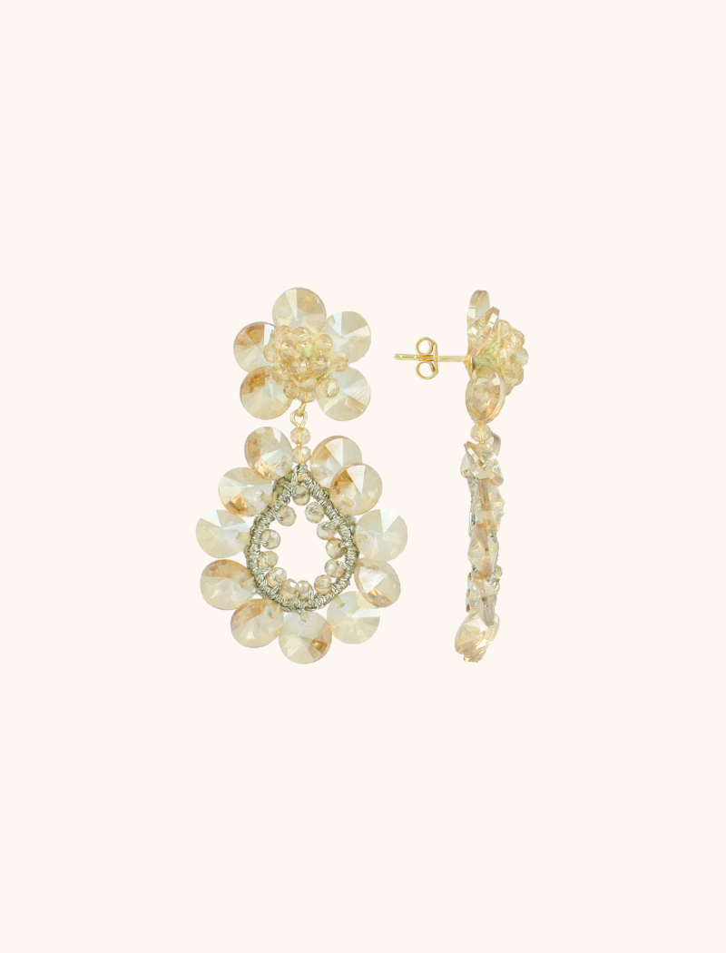 LOTT GIOIELLI - BEIGE OORBELLEN APOLLO DOUBLE DROP S/M