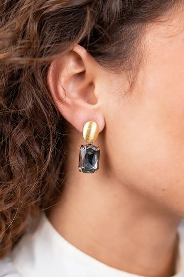 LOTT GIOIELLI - Black Diamond Oorbellen Denise Rectangle M