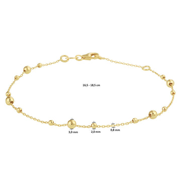 GOLD BY RIMENZO - Armband bolletjes 0,8 mm 16,5 - 18,5 cm