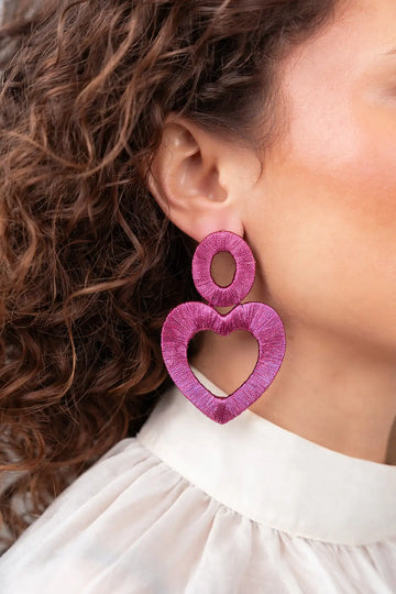 LOTT GIOIELLI - Roze Oorbellen Open Heart L with Oval Ashlyn