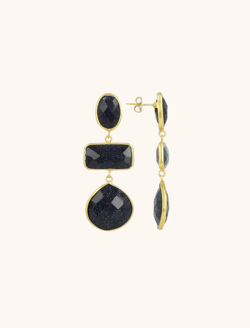 LOTT GIOIELLI - GRIJZE OORBELLEN TRIPLE SHAPES LUNE