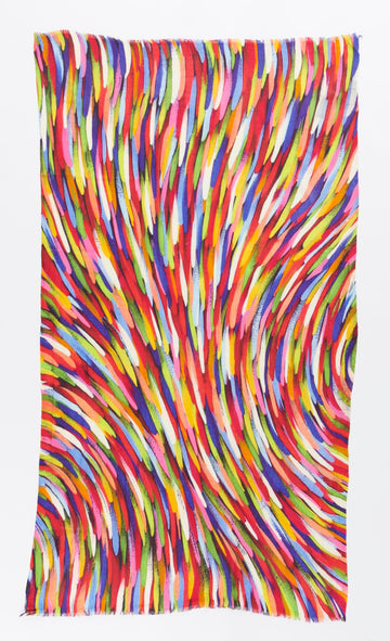 OTRACOSA SHAWL - Wool/Silk – Coloured Paint Stripes Diagonal