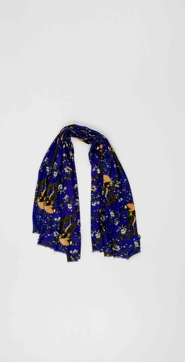 OTRACOSA - Scarf Wool/Silk – Otra Cosa – Swallows on Blue