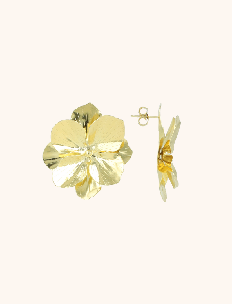 LOTT GIOIELLI - GOLD OORBELLEN SENNA FLOWER M BRASS