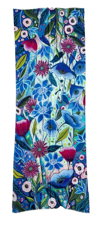 OTRACOSA - SCARF Wool/Silk – Otra Cosa – Fantasy Flowers on Blue