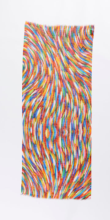 OTRACOSA SHAWL - Linen/Cotton – Coloured Paint Stripes Diagogonal