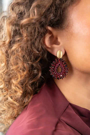 LOTT GIOIELLI- RODE OORBELLEN DROP KRISTALLENL S SEQUINS ROBIN