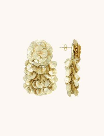 LOTT GIOIELLI - GOUDKLEURIGE OORBELLEN ELIN HAMMERED FLOWER WATERFALL
