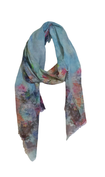 OTRACOSA - Scarf Wool – Otra Cosa – Flowers on Lightblue