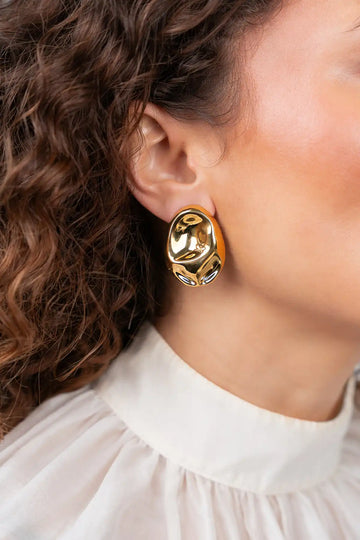 LOTT GIOIELLI - Gouden Oorbellen Liquid Curved Oval Brooklyn