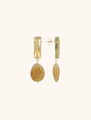 LOTT GIOIELLI- BRUINE OORBELLEN AMBER SQUEEZED DROP