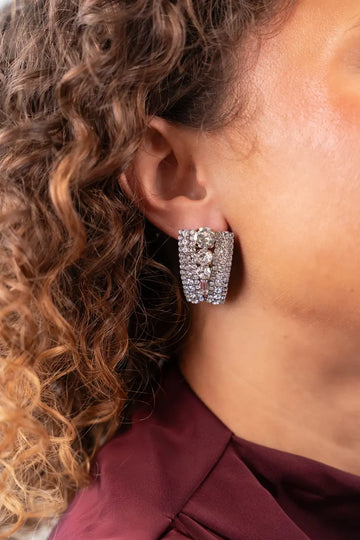 LOTT GIOIELLI - ZILVEREN OORBELLEN SHIELD ROW OF FOUR STONES HAILEY