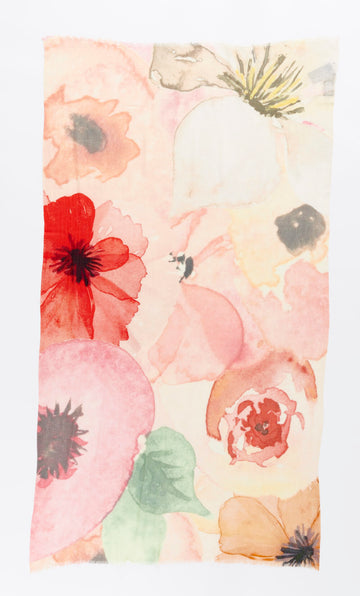 OTRACOSA SHAWL - Wool/Silk – Pastel Aquarel Flowers