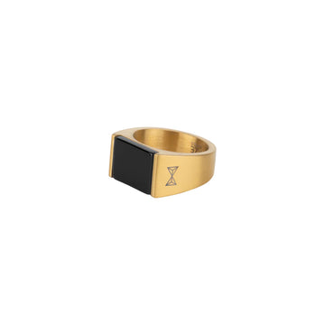 AZE JEWELS - RING SIGNET ROCKS ONYX - DORE