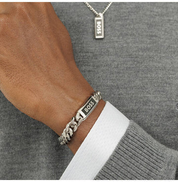 BOSS - SCHAKELARMBAND - STAAL - 19CM