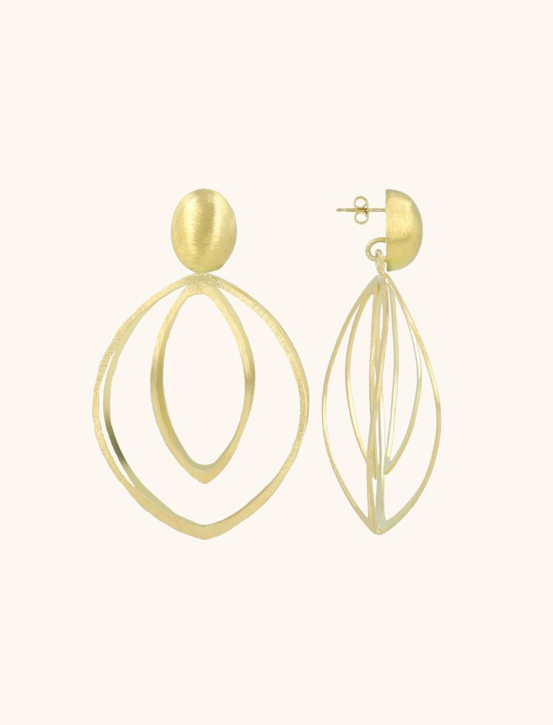 LOTT GIOIELLI- GOUDEN OORBELLEN DOUBLE DROP 3D L NYA