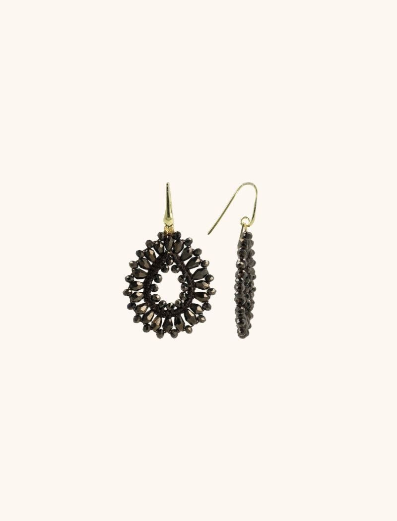 LOTT GIOIELLI - METALLIC BRUINE OORBELLEN SILK DROP CRYSTAL SMALL