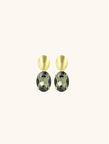 LOTT GIOIELLI  - DAAN OORBELLEN OVAAL STRASS PENDANT M ZWARTE DIAMANT