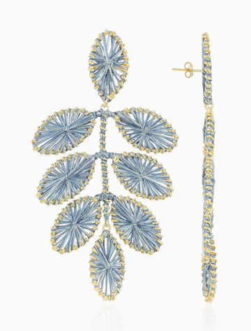 LOTT GIOIELLI - Blauwe Oorbellen Flower Leafs XL Beatrice