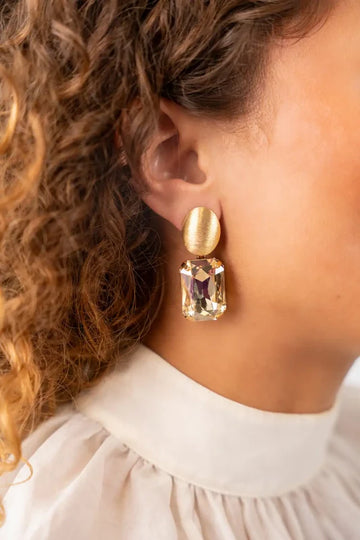 LOTT GIOIELLI - Gouden Schaduw Oorbellen Rechthoek L