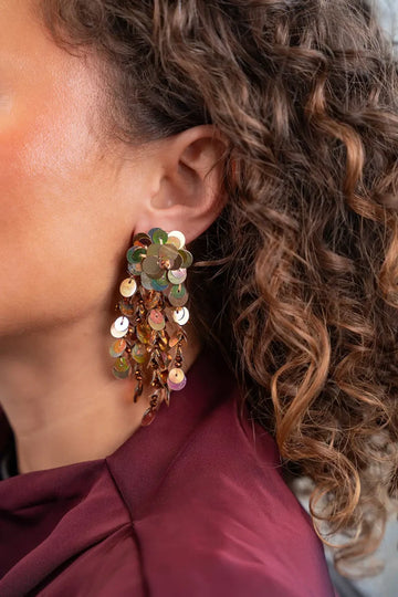 LOTT GIOIELLI - KOPEREN OORBELLEN ANNABEL SEQUIN WILD WATERFALL