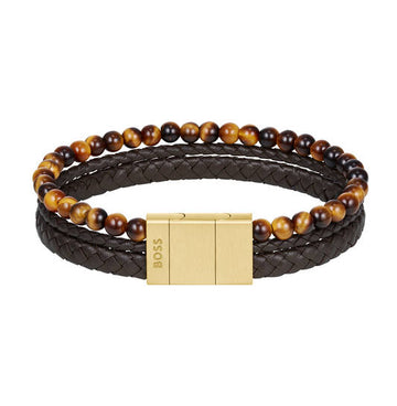 BOSS HERENARMBAND - ARMBAND - EDELSTEEN - 19CM