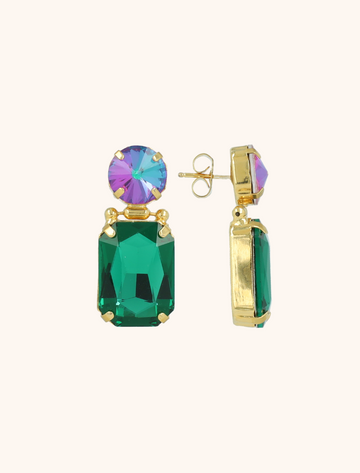 LOTT GIOIELLI - GROENE OORBELLEN SUZI RECTANGLE W/ ROUND EARPLUG