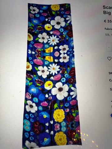 OTRACOSA - Scarf Wool/Silk – Otra Cosa – Big Flowers on Blue
