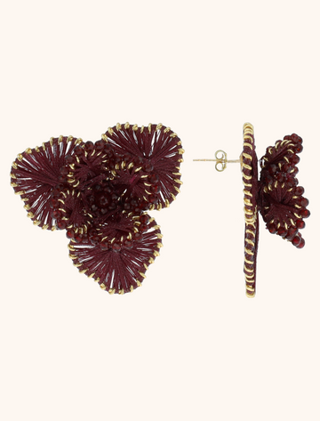 LOTT GIOIELLI - BORDEAUX RODE OORBELLEN FLOWER LARGE ASTER