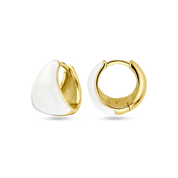 SILVER BY RIMENZO - Klapoorringen  wit emaille 15 mm