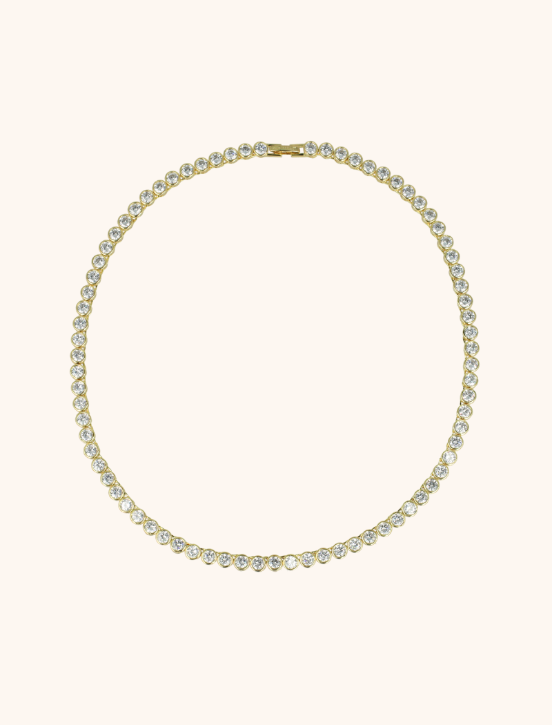 LOTT GIOIELLI - GOUDKLEURIGE KETTING FRAMED ROUND CRYSTALS