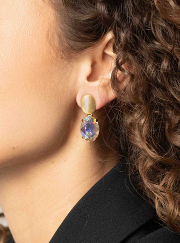 LOTT GIOIELLI - Daan Oorbellen Ovaal Strass Pendant M Peach Powder